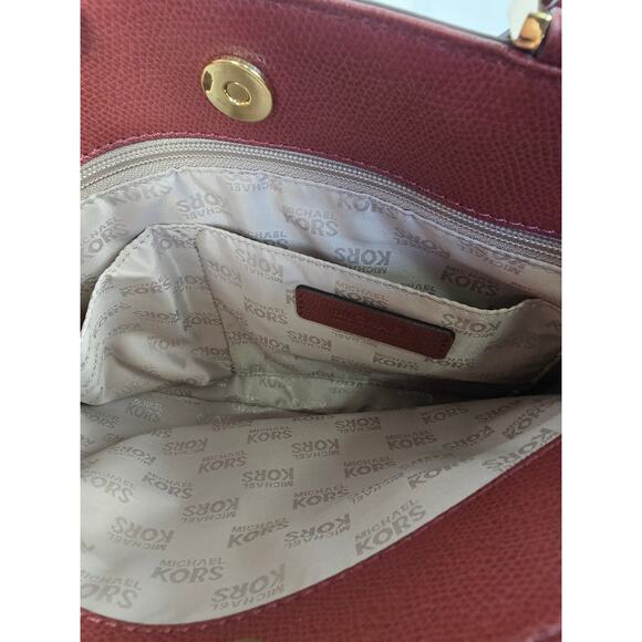 Michael Kors Florence Burgundy / Bordeaux Leather Satchel (Medium) - Picture 7 of 8